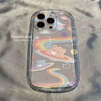 ?Ready Stock?Compatible for 14 13 12 11 Pro Max X Xr Xs Max 8 7 6 6s Plus SE 2020 Rainbow Bear Illustration Phone Case Shockproof Air Cushion Silicone Protective Back Cover