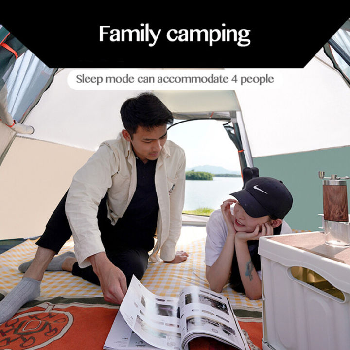 3-4คน3วินาทีเต็นท์แบบป๊อปอัพ-field-camping-เต็นท์สำหรับครอบครัวสองประตูกลางแจ้งเต็นท์น้ำหนักเบาคู่เต็นท์หกเหลี่ยม