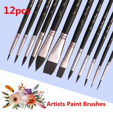 Kecio 15 Pcs Paint Brush Set, Miniature Detail, Nylon Hair, Paint Brushes for Oil, Acrylic, Watercolor, and Gouache, Detail P
