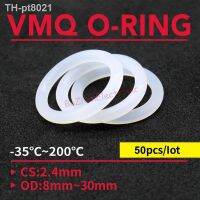 ◈☇  50pcs VMQ O Ring Seal Gasket Thickness CS 2.4mm OD 8 30mm Silicone Rubber Insulated Waterproof Washer Round Shape White Nontoxi