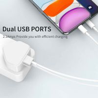 OKDEALS UK USB ชาร์จไฟเครื่องชาร์จติดผนังอะแดปเตอร์ตัวรับอะแดปเตอร์ชาร์จในรถยนต์ปลั๊ก3ขา