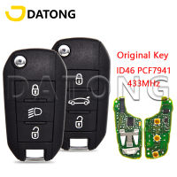 Datong World รถรีโมทคอนลสำหรับ Peugeot 208 308 508 2008 Citroen C3 C5 ID46 PCF7941 434M Hz Original flip Key HU83