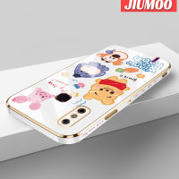 เคส JIUMOO สำหรับ Huawei Nova 3e P20 Lite 2018เคสลายการ์ตูนยิ้มสัตว์ใหม่กรอบสี่เหลี่ยมพื้นผิวชุบซิลิกาเจลนิ่มกันกระแทกเคสมือถือฝาครอบป้องกันเลนส์กล้องถ่ายรูปทั้งหมด