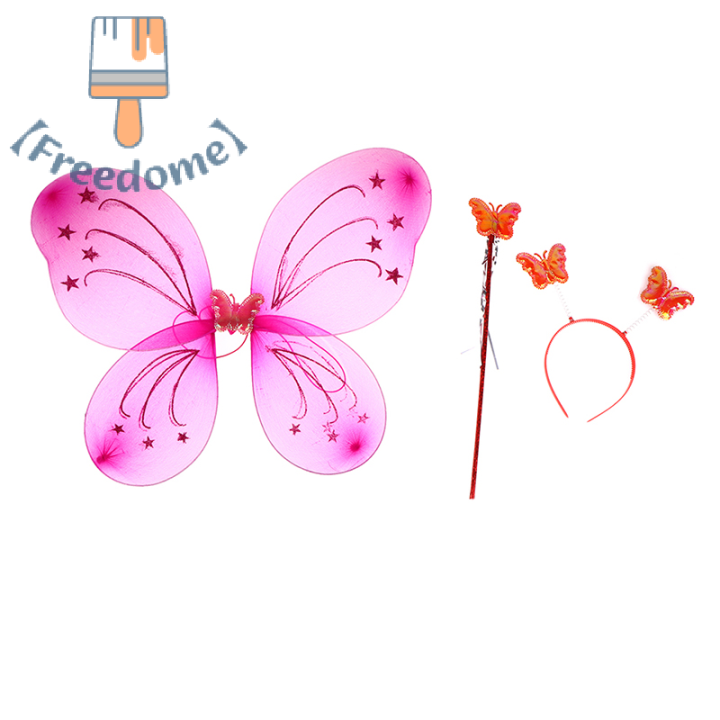 freedome-3pcs-เด็ก-fairy-princess-ชุดเครื่องแต่งกายสวมผีเสื้อปีกไม้กายสิทธิ์อุปกรณ์พรรค