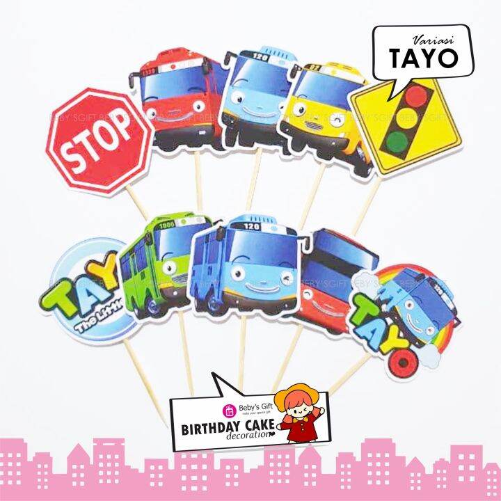 Topper Cake Karakter Tayo Hiasan Kue Ulang Tahun | Lazada Indonesia