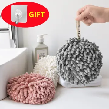 Hanging Loop Bathroom, Chenille Hand Towels, Chenille Towel Ball