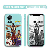 Case4you สำหรับ OPPO Reno10 Pro 5G เคสโทรศัพท์ลายบาสเก็ตบอลดาวรุ่ง James ปลอกซิลิโคนของเหลวทรงสี่เหลี่ยมดั้งเดิมคลุมทั้งหมดเคสป้องกันทนแรงกระแทกกล้อง