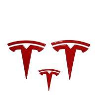 3ชิ้นสีดำด้านสำหรับ Tesla รุ่น3 Y โลโก้รถยนต์แพทช์ตกแต่งพวงมาลัยแก้ไขอุปกรณ์เสริมกล่องใส่ของท้ายรถจักรยานยนต์