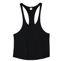 Mens Gyms Basic Cotton Fitness Y-sling Tank Tops Bodybuilding Solid Workout Sleeveless Vest Training Stringer Man