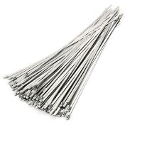 Stainless Steel Cable Ties, 100 Pcs 7.9 Inches Heavy Duty Self-Locking Cable Zip Ties, Metal Exhaust Wrap Locking Ties