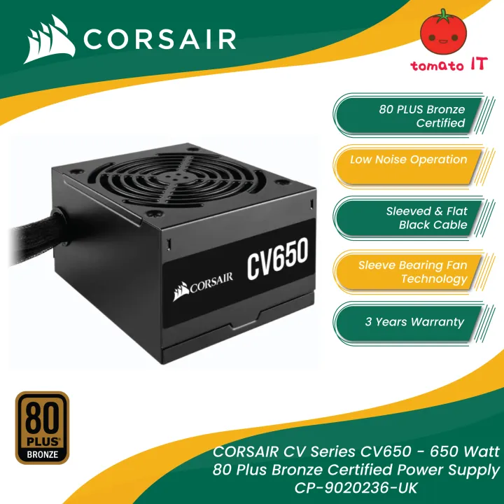 CORSAIR CV Series CV650 - 650 Watt 80 Plus Bronze Certified Power ...