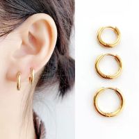 1 Pair Stainless Steel Small Chunky Hoop Earrings for Women Gold Black Circle Ear Ring Earrings Helix Hoop Piercing