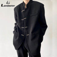 Lansboter แจ็คเก็ตผู้ชาย,แจ็คเก็ตปกตั้งหลวมเสื้อโค้ตดีไซน์แขนยาว