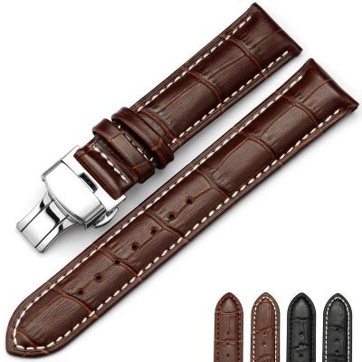 ❀❀ Cowhide top layer watch strap mens leather soft womens belt chain accessories pin buckle butterfly