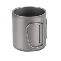 Double Wall Titanium Water Cup Coffee Tea Mug for Home Outdoor Camping Hiking Backpacking Picnic with Handle