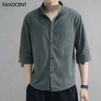2020 Short Sleeve Cotton Shirt Men Chinese Oversize for Man