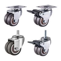 1Pc 1.5/2 inches Soft Rubber Double Wheel Trolley Accessory Screw Rod Swivel Roller Furniture Caster Universal Wheel