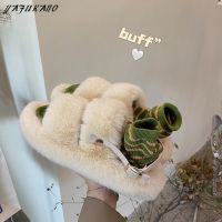 [NEW EXPRESS] Fashion Mink Fur Slippers Hairy Sandals for Women Outdoor 2022 New Autumn All-Match Korean Cute Fluffy Chic Furry Shoes