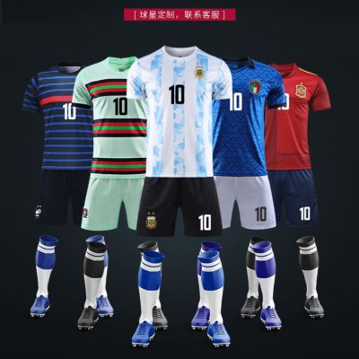 LEMON เสื้อฟุตบอลทีมชาติชุดสั้นชายแชมป์อาร์เจนตินา เมสซี เบอร์ 10 ชุดพิมพ์เสื้อฟุตบอล