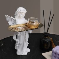 Praying Angel Goddess Ornament With Tray Sculpture Art Home Living Room Decorations Office Decoration Decoration