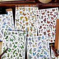 Retro Rub On Transfer Stickers For Scrapbooking Aesthetic Calligraphy Plant Flower Butterfly Fabric Card Junk Journal Decoration Stickers Labels