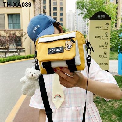 ✕☈ Oblique satchel bag female 2023 new ins literary one shoulder mobile phone package lovely contracted students