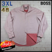 Boss®แท้ อก 48 ไซส์ 3XL เสื้อเชิ้ตผู้ชาย บอส สีชมพู เสื้อแขนยาว เสื้อใส่เที่ยวใส่ทำงาน