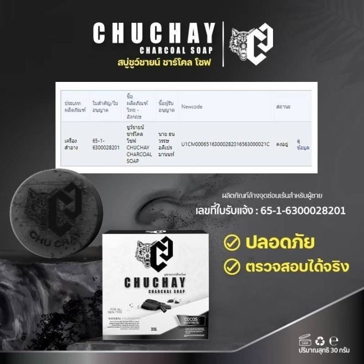 chuchay-charcoal-soap-30-กรัม-สบู่ชูชาย-กลิ่นก็สปอร์ตชวนหลงไหล