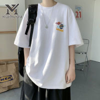 VUNC เสื้อยืดผู้ชาย เสื้อยืด เสื้อยืดคอกลม เสื้อลำลองแขนสั้นสำหรับผู้ชาย ดีไซน์ปักลายดาวเคราะห์ เรียบง่าย แฟชั่นทันสมัย สามารถสวมใส่ได้หลากหลาย