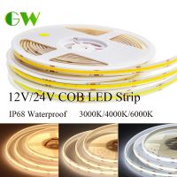 ☈ 12V/24V COB LED Strip lP68 Waterproof High Density Flexible Led Light 480LEDs/m 5M/ Lot COB LED Strip Light