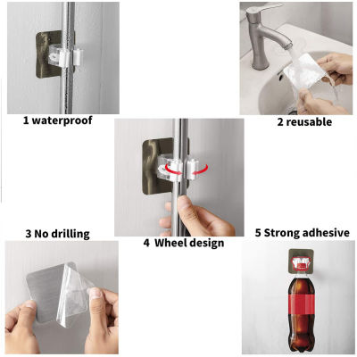 Adhesive Multi-Purpose Hooks Wall Hanger Mount Mop Holder Broom Hanger Hook For Bathroom Organizer Kitchen Accessories