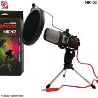 MARVO MIC-02 ไมโครโฟน ตั้งโต๊ะ ระบบ Omnidirectional พร้อมขาตั้งและกันลม สีดำ