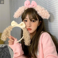 Rabbit Ear Hairband With Bowknot Fluffy Bunny Ear Headband Plush Rabbit Ear Hairband Bowknot Headband For Women Cosplay Party Hair Accessories