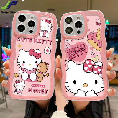 Hello Kitty ขอบคลื่นเคสโทรศัพท์น่ารักสำหรับ VIVO Y01A / Y01 / Y02S / Y11 / Y15S / Y16 / Y15 / Y12 / Y17 / Y16 / Y20 / Y20a / Y21 / Y21T / Y12S / Y12a / Y22S / Y22 TPU อ่อนลายการ์ตูนฝาครอบโทรศัพท์กันกระแทก