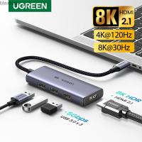 UGREEN ฮับ USB C 8K30Hz 4K120Hz ชนิด C เป็น HDMI 2.1อะแดปเตอร์3.0 USB 24Gbps สำหรับ Macbook Air Pro iPad Pro M1อุปกรณ์เสริมสำหรับ PC ฮับ USB Meimiao