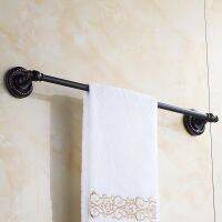 ❀∈ Vidric Towel Bars 60cm Single Rail Antique Brass Towel Holder Bath Shelf Towel Hangers Bathroom Accessories Black Wall S