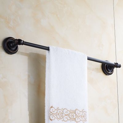 ❀∈ Vidric Towel Bars 60cm Single Rail Antique Brass Towel Holder Bath Shelf Towel Hangers Bathroom Accessories Black Wall S