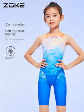 Zoke Fina Approved Children's Swimsuit Girls Professional Training  Competition Sporty Swimwear Competitive Kneesuit 1 Piece Swimsuit For Teens