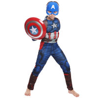 Halloween Boy Superhero Captain Costume Kid Purim Muscle Chest America Child Childrens Day Fancy Dress