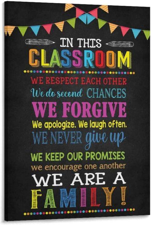 Inspirational Office Wall Art Classroom Rules Poster Colorful Classroom ...