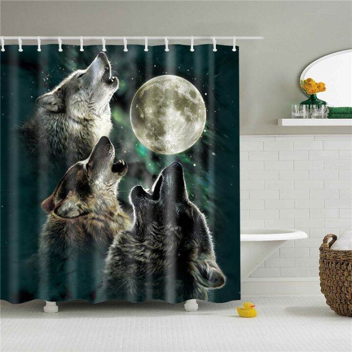 cw-wolf-shower-curtain-print-polyester-washable-curtains-with-hooks