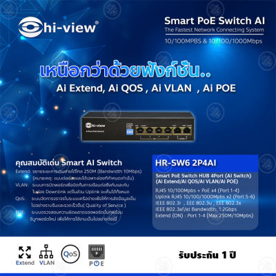 Hi-view Smart PoE Switch 6 port รุ่น HR-SW6 2P4 (AI switch)