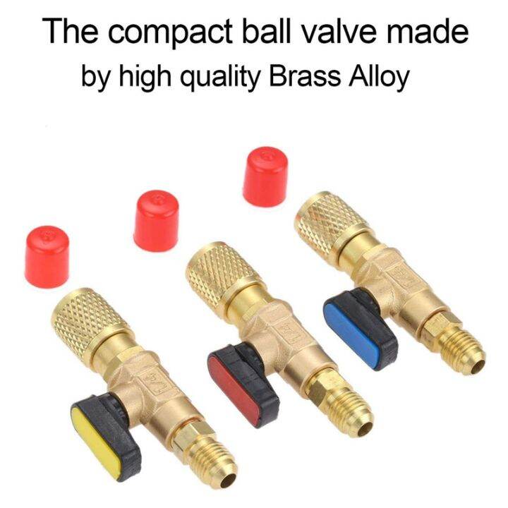 3pcs-set-brass-r410a-refrigerant-straight-ball-valves-ac-charging-hoses-brass-1-4-inch-male-to-1-4-inch-5-16-inch-female-sae-valve