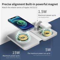 Foldable Magnetic Wireless Charger Stand For Iphone 14 13 12 Pro Fast Charging Dock Station For Apple Watch Iwatch S8  Airpods 2