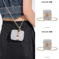 Mini Small Bag Girls 2023 New High-end Niche Design Silver Cylindrical Bag Messenger Chain Accessories Bag 【BYUE】