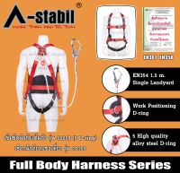 เข็มขัดกันตกแบบเต็มตัว Full Body Harness พร้อมสายช่วยตะขอใหญ่ จำนวน 2 เส้น (A-Stabil FBH50608)