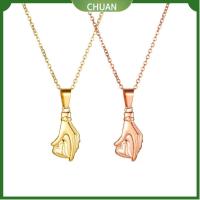 CHUAN หัวใจรักมือ สร้อยคอคอลซี เนื้อสัมผัส สีทอง/สีโรสโกลด์ จี้โซ่ห้อย ง่ายๆ เหล็กไททาเนียม เครื่องประดับอัญมณีอัญมณี สำหรับผู้ชาย