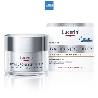 Eucerin Hyaluron (3X) Filler Day Bright Cream SPF30 50 ml. ฟิลเลอร์ เนื้อแน่น ยืดหยุ่นสูง เติมริ้วรอยลึก ผิวแน่นเด้งกระชับ