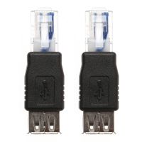 USB พิมพ์2ชิ้นสำหรับผู้หญิงถึงอินเทอร์เน็ตอีเธอร์เน็ต RJ45อะแดปเตอร์คอนเวอร์เตอร์หัวต่อตัวผู้