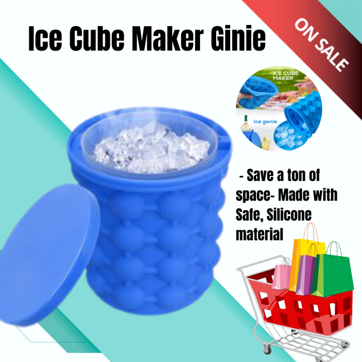 Ice Cube Mold Ice Trays, Large Silicone Ice Bucket,Ice Cube Maker,  Round,Portable,For Frozen Whiskey, Cocktail, Beverages (blue)